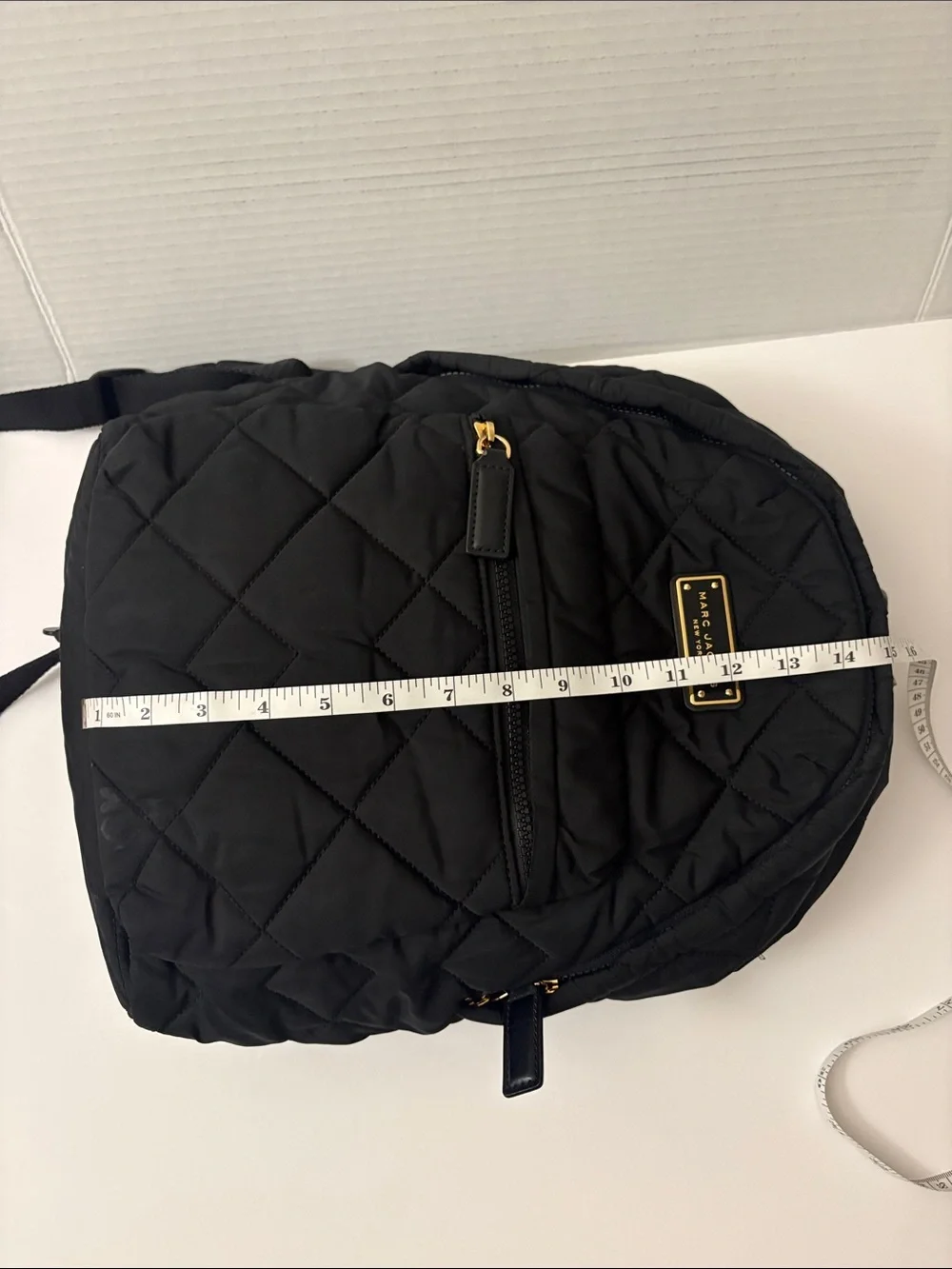 Authentic Marc Jacobs Black Quilted Nylon Mini Backpack with Gold Hardware
